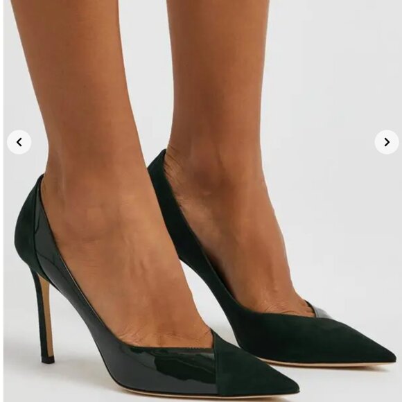 JIMMY CHOO CASS 95 DARK GREEN (suede/patent leather) SIZE 38 - Picture 6 of 10